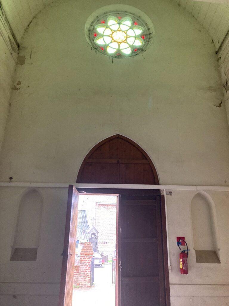 chantier platrerie eglise terdeghem pocholle rosace entree